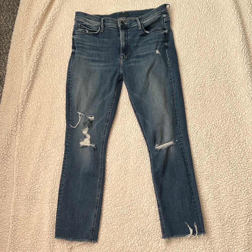 Mother Jeans Mid Rise Dazzler Ankle Fray Size 29
